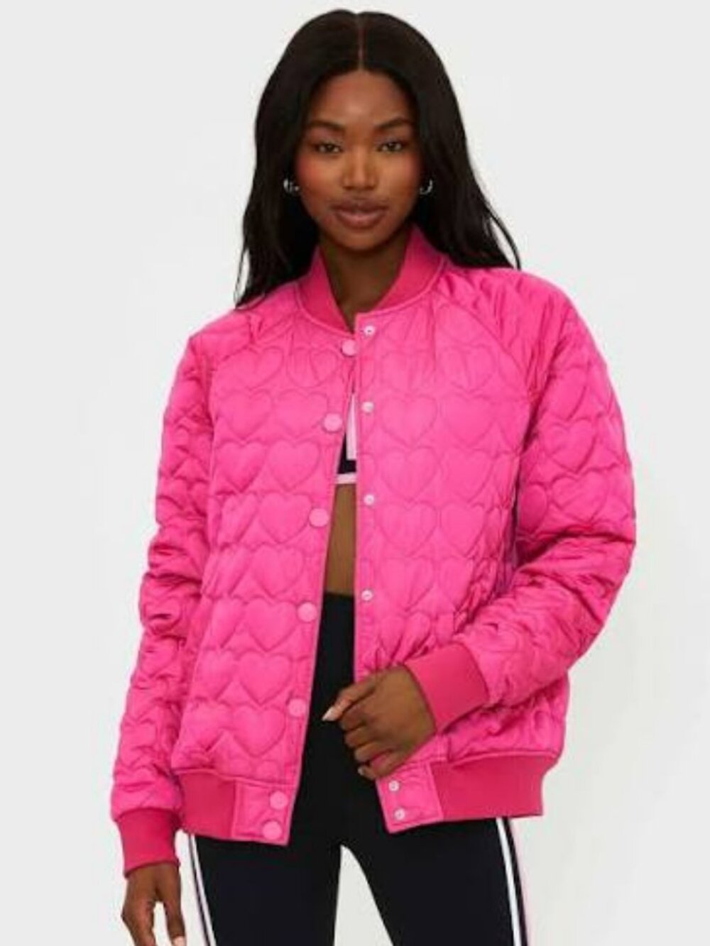 NWT Beach Riot Flight Jacket Fuschia Heart size XL